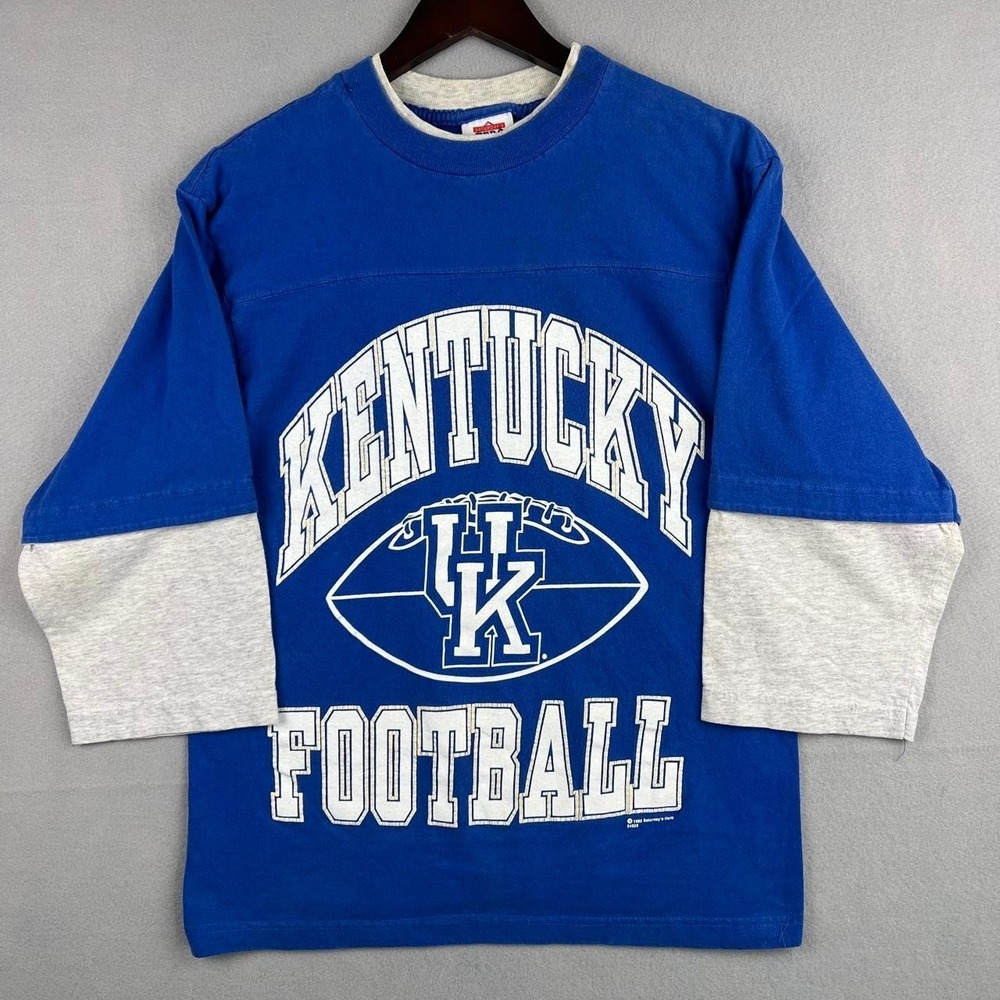 Vintage University of Kentucky Football 1992 3/4 Sleeve Blue Tee Shirt